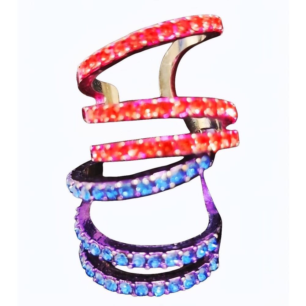 Akira Pink & Purple Rhinestone Stackable Rings